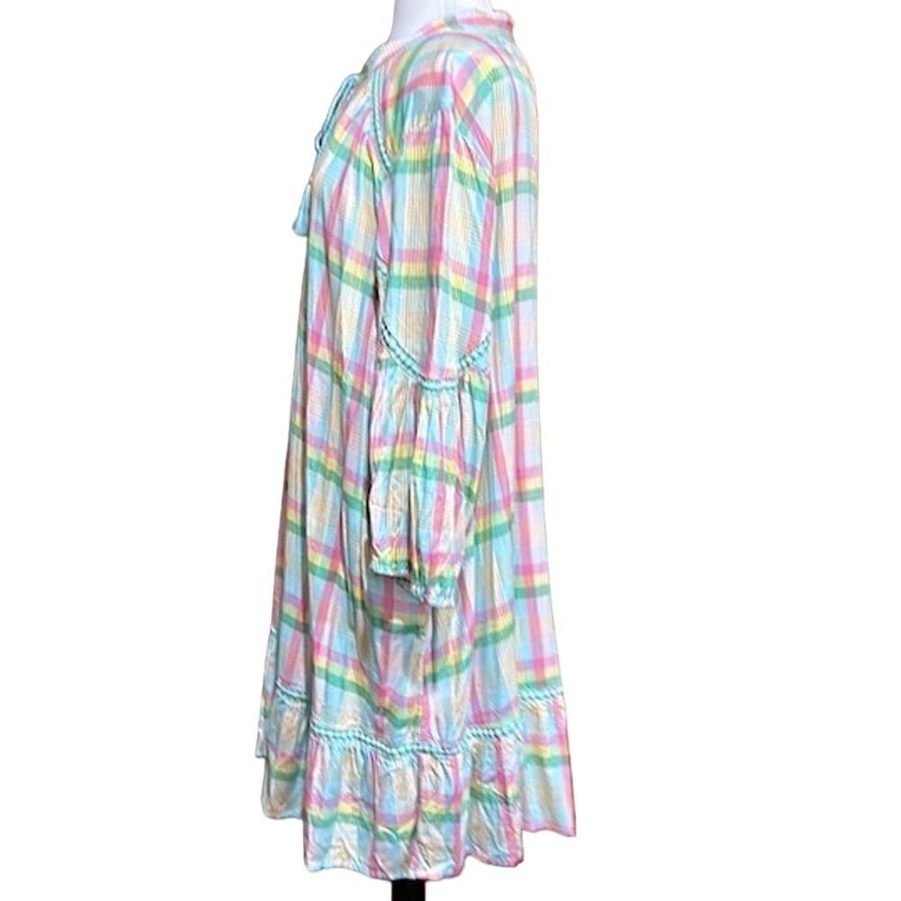Crown & Ivy Women's Plus Size 4X 3/4 Sleeve Plaid Peasant Dress - NWT - Picture 3 of 7